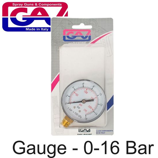 Pressure Gauge 0-16bar 1/4lower63mm Packaged
